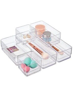 Drawer Organizer Bins Clear Storage Makeup Organizer Desk Bathroom Vanity
